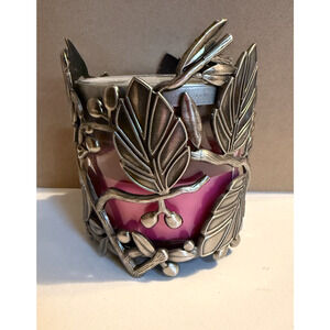 Slatkin Bath & Body Works Candle Sleeve Fits 3 Wick Fall Leaves Metal Holder